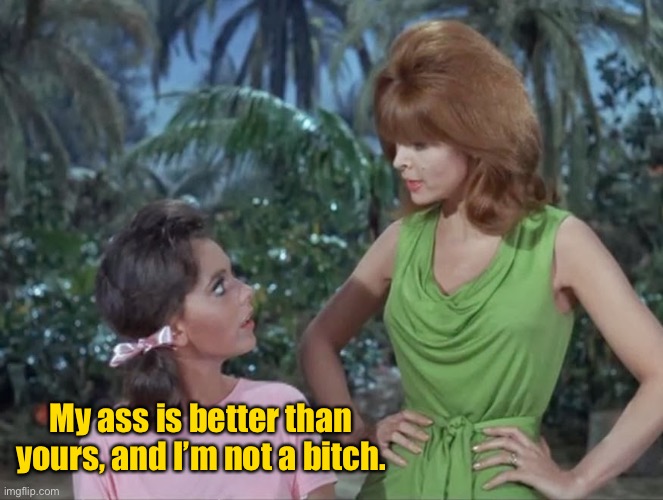 Mary Ann and Ginger | My ass is better than yours, and I’m not a bitch. | image tagged in mary ann and ginger | made w/ Imgflip meme maker