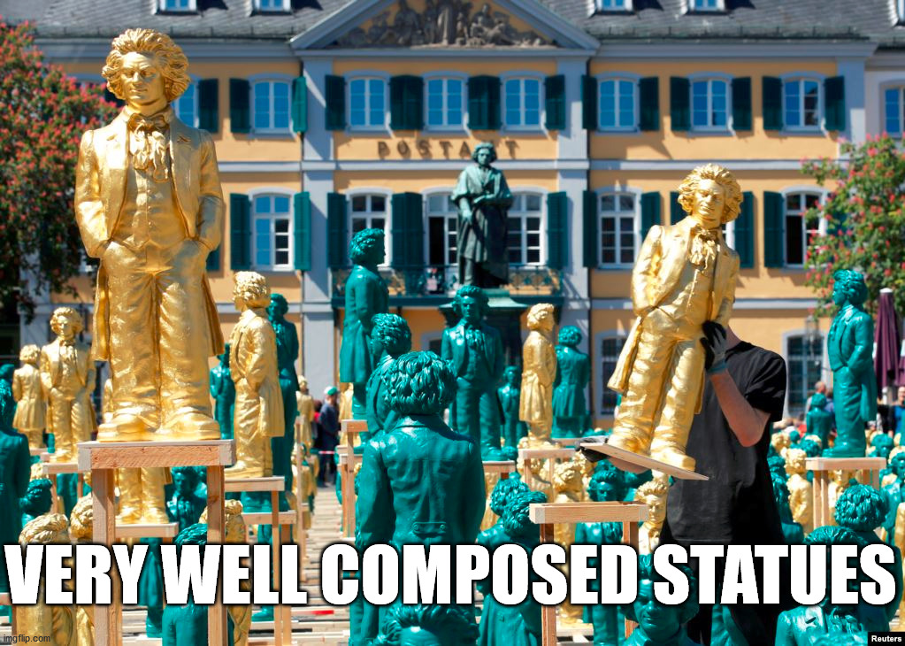 VERY WELL COMPOSED STATUES | image tagged in bad pun | made w/ Imgflip meme maker
