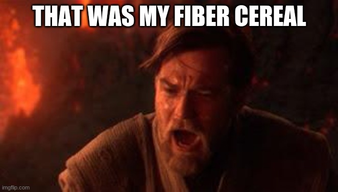 You were the chosen one | THAT WAS MY FIBER CEREAL | image tagged in you were the chosen one | made w/ Imgflip meme maker