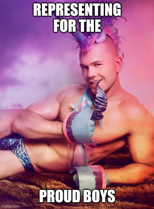 Sexy Gay Unicorn | REPRESENTING FOR THE PROUD BOYS | image tagged in sexy gay unicorn | made w/ Imgflip meme maker