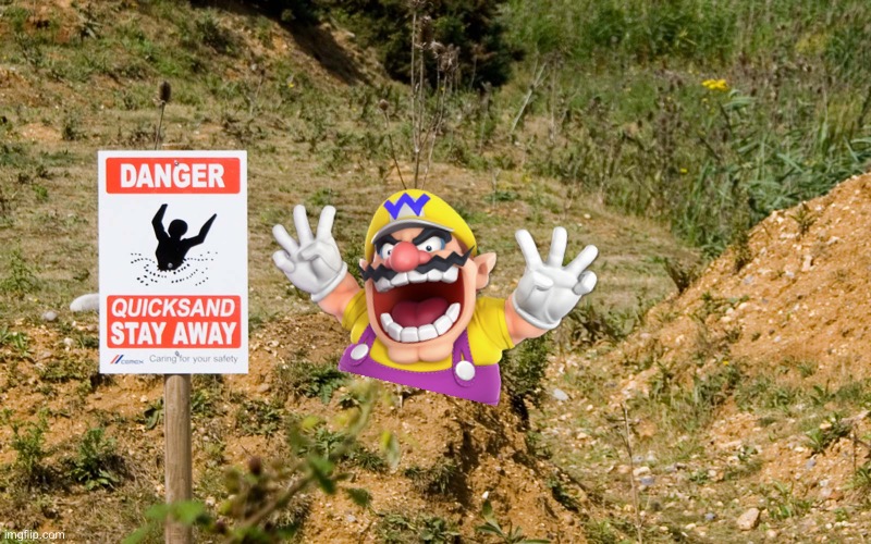 Wario dies in Quicksand.mp3 | image tagged in wario dies,wario,quicksand,memes | made w/ Imgflip meme maker