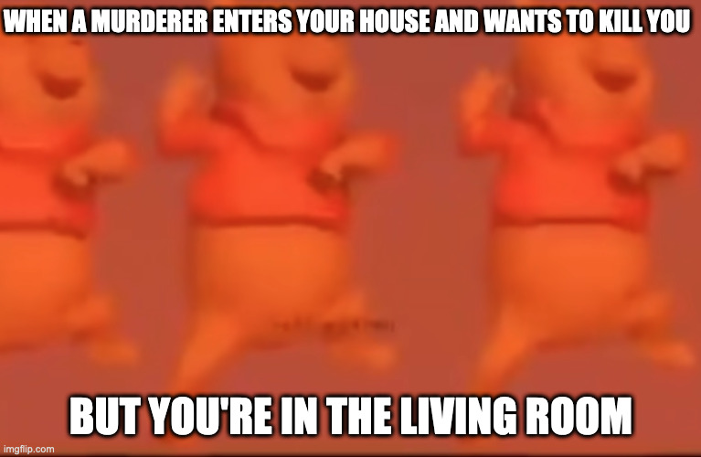 DAAAAAAAAMMMN | WHEN A MURDERER ENTERS YOUR HOUSE AND WANTS TO KILL YOU; BUT YOU'RE IN THE LIVING ROOM | image tagged in funny memes,memes | made w/ Imgflip meme maker