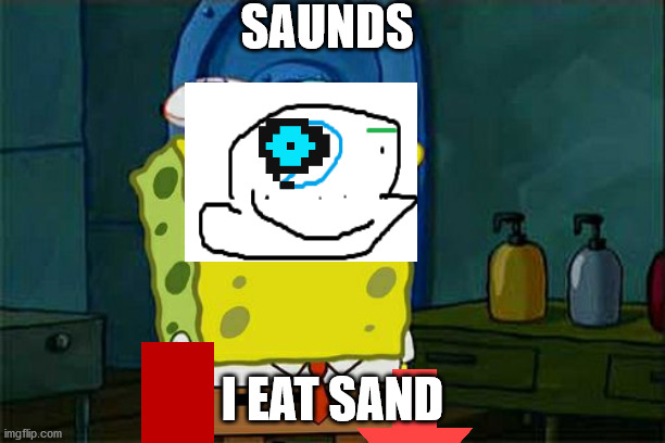 supa sands | SAUNDS; I EAT SAND | image tagged in memes,don't you squidward | made w/ Imgflip meme maker