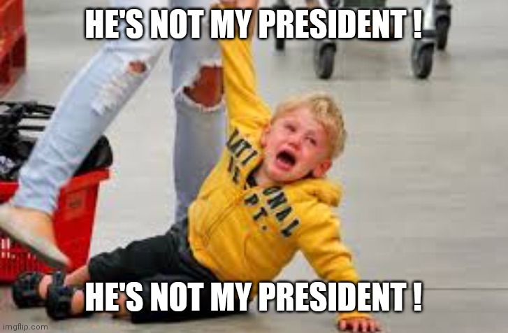 Tantrum store | HE'S NOT MY PRESIDENT ! HE'S NOT MY PRESIDENT ! | image tagged in tantrum store | made w/ Imgflip meme maker