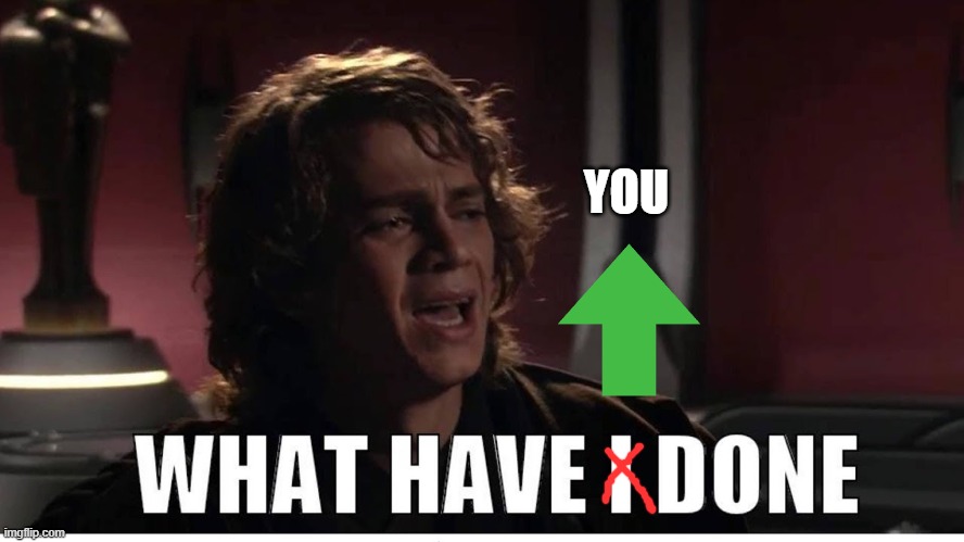 Anakin what have i done | YOU | image tagged in anakin what have i done | made w/ Imgflip meme maker