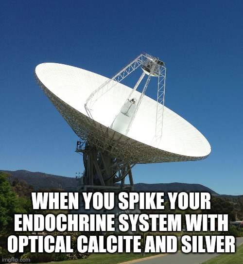 WHEN YOU SPIKE YOUR ENDOCHRINE SYSTEM WITH OPTICAL CALCITE AND SILVER | image tagged in nasa | made w/ Imgflip meme maker