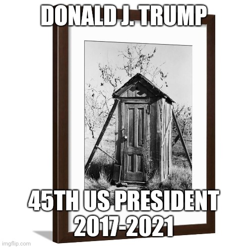 Shithouse | DONALD J. TRUMP; 45TH US PRESIDENT
2017-2021 | image tagged in donald trump | made w/ Imgflip meme maker