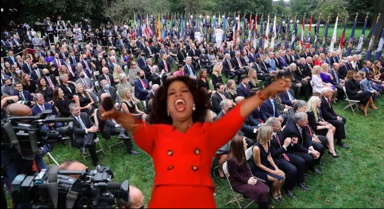 Oprah in the Rose Garden of Evil Blank Meme Template