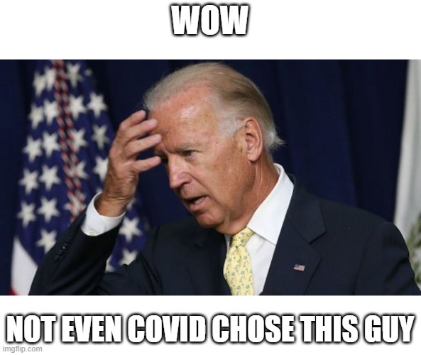 Joe Biden worries | WOW; NOT EVEN COVID CHOSE THIS GUY | image tagged in joe biden worries | made w/ Imgflip meme maker