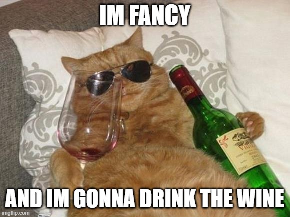 Funny Cat Birthday | IM FANCY; AND IM GONNA DRINK THE WINE | image tagged in funny cat birthday | made w/ Imgflip meme maker