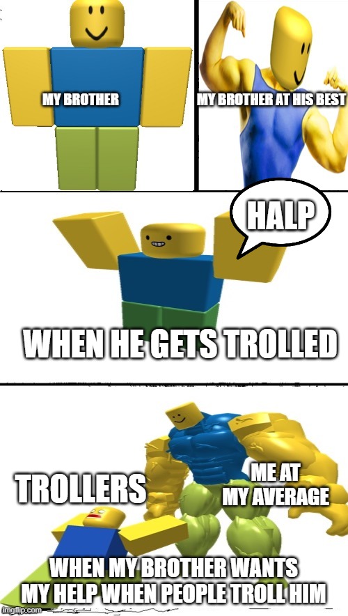 Hey Internet Roblox Noob | MY BROTHER                             MY BROTHER AT HIS BEST WHEN MY BROTHER WANTS MY HELP WHEN PEOPLE TROLL HIM WHEN HE GETS TROLLED HALP  | image tagged in hey internet roblox noob | made w/ Imgflip meme maker