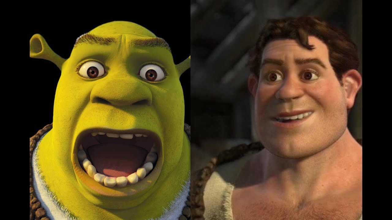 High Quality Shrek Next To Human Self. Blank Meme Template