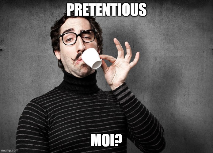 Pretentious Snob | PRETENTIOUS; MOI? | image tagged in pretentious snob | made w/ Imgflip meme maker