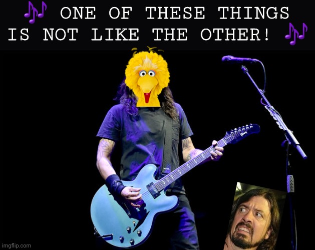 What if I say...I hope people get this | 🎶 ONE OF THESE THINGS IS NOT LIKE THE OTHER! 🎶 | image tagged in foo fighters,sesame street | made w/ Imgflip meme maker