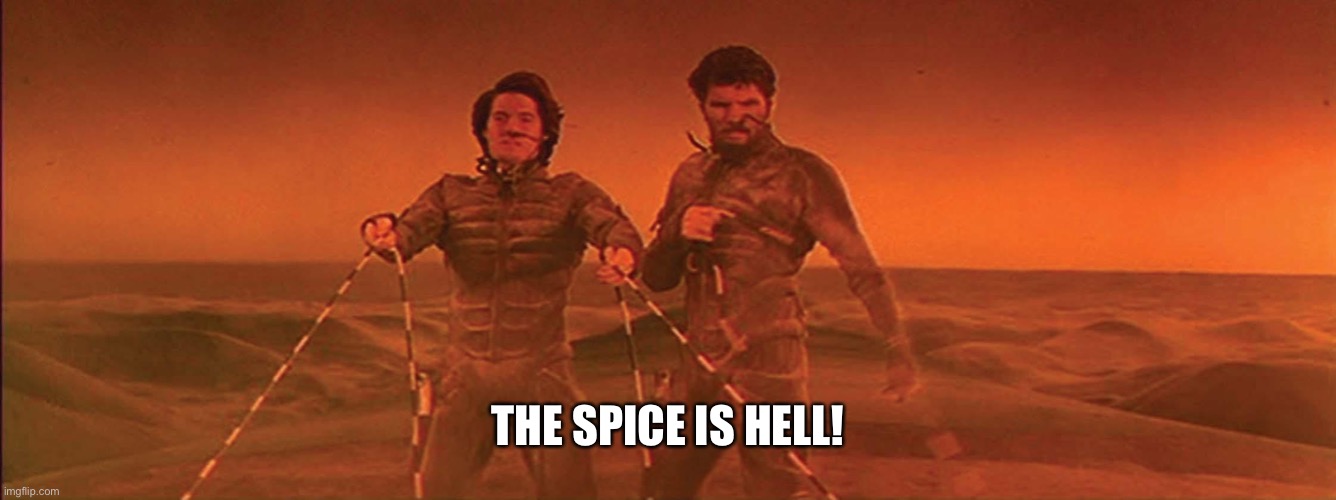 The Spice must flow | THE SPICE IS HELL! | image tagged in the spice must flow | made w/ Imgflip meme maker