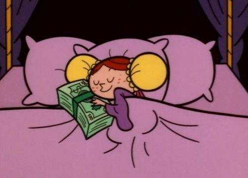 Girl sleeping with money Blank Meme Template