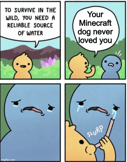 *sniff sniff* YES HE DID | Your Minecraft dog never loved you | image tagged in cry baby | made w/ Imgflip meme maker