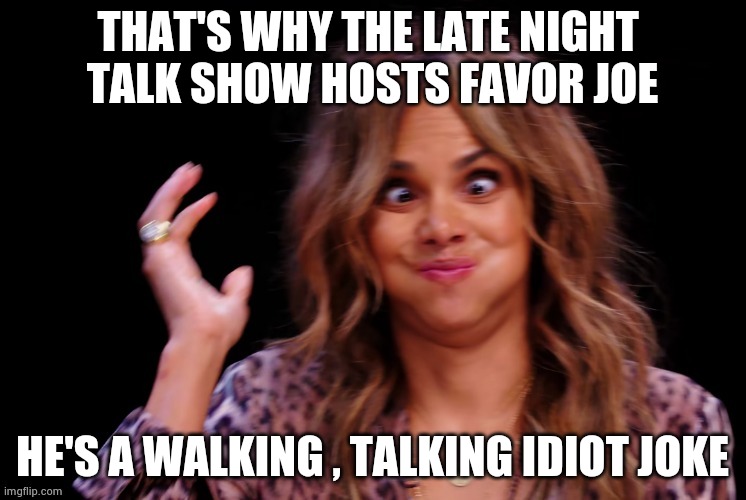 Boof ! | THAT'S WHY THE LATE NIGHT 
TALK SHOW HOSTS FAVOR JOE HE'S A WALKING , TALKING IDIOT JOKE | image tagged in boof | made w/ Imgflip meme maker
