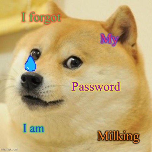 Doge Meme | I forgot; My; Password; I am; Milking | image tagged in memes,doge | made w/ Imgflip meme maker