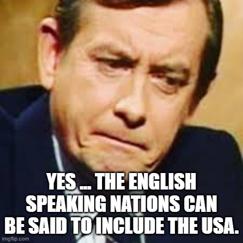 USA USA | YES ... THE ENGLISH SPEAKING NATIONS CAN BE SAID TO INCLUDE THE USA. | image tagged in yes minister,bernard woolley,english speaking,usa,english | made w/ Imgflip meme maker