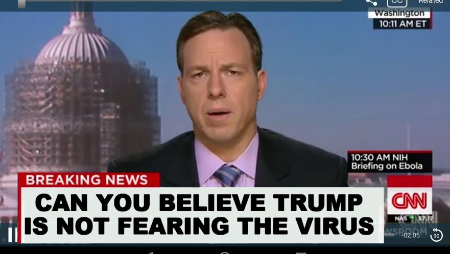 cnn breaking news template | CAN YOU BELIEVE TRUMP IS NOT FEARING THE VIRUS | image tagged in cnn breaking news template | made w/ Imgflip meme maker