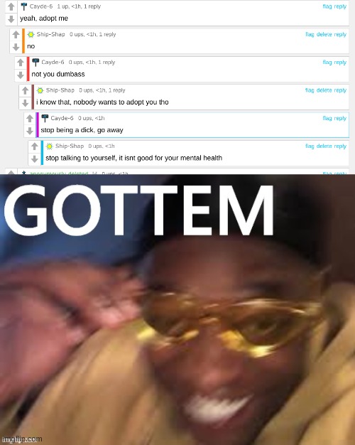Gottem | image tagged in black guy golden glasses gottem with text | made w/ Imgflip meme maker