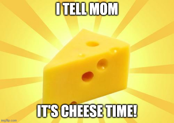 Cheese Time | I TELL MOM IT'S CHEESE TIME! | image tagged in cheese time | made w/ Imgflip meme maker