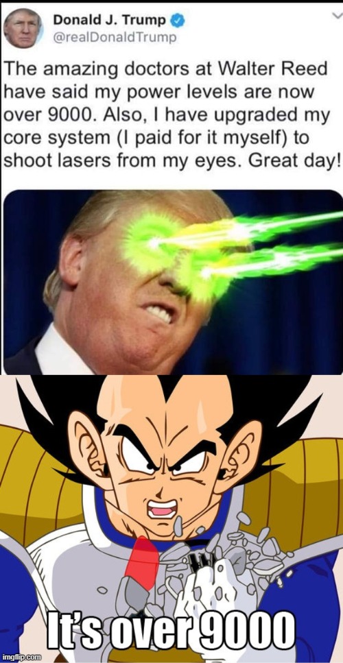 demorats are donezo in november maga | image tagged in it's over 9000 dragon ball z newer animation,trump laser eyes,maga,covid-19,coronavirus,election 2020 | made w/ Imgflip meme maker