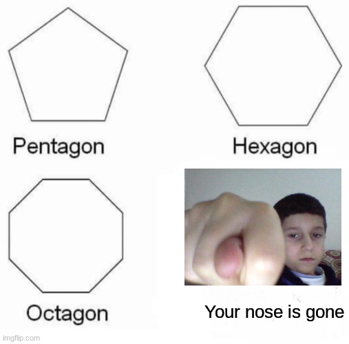 Got ya nose | Your nose is gone | image tagged in memes,pentagon hexagon octagon | made w/ Imgflip meme maker