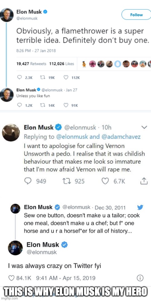 Elon Musk is a legend | THIS IS WHY ELON MUSK IS MY HERO | image tagged in funny | made w/ Imgflip meme maker