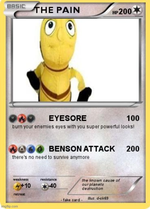 i made this pokecard myself | image tagged in pokemon,bee movie | made w/ Imgflip meme maker