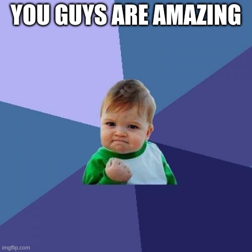 Success Kid | YOU GUYS ARE AMAZING | image tagged in memes,success kid | made w/ Imgflip meme maker