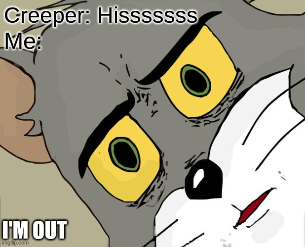 Unsettled Tom | Creeper: Hisssssss; Me:; I'M OUT | image tagged in memes,unsettled tom | made w/ Imgflip meme maker