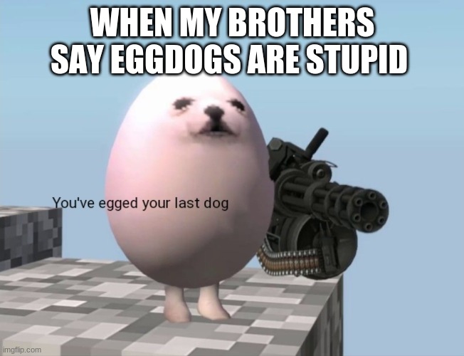 You've Egged Your Last Dog | WHEN MY BROTHERS SAY EGGDOGS ARE STUPID | image tagged in you've egged your last dog | made w/ Imgflip meme maker