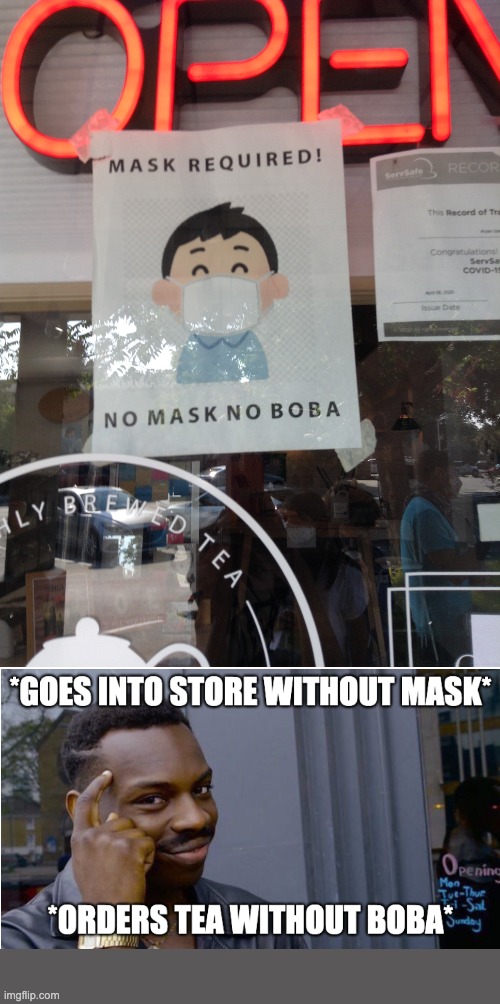 That's a loophole | image tagged in boba tea,teaspoon,masks,loopholes | made w/ Imgflip meme maker
