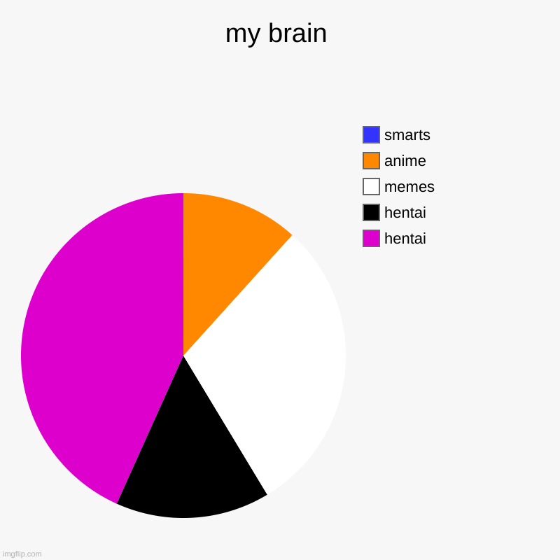 my brain | hentai, hentai, memes, anime, smarts | image tagged in charts,pie charts | made w/ Imgflip chart maker