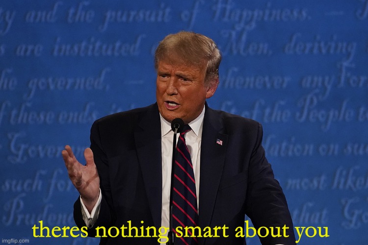 new template | theres nothing smart about you | image tagged in trump,idiot,donald trump is an idiot | made w/ Imgflip meme maker