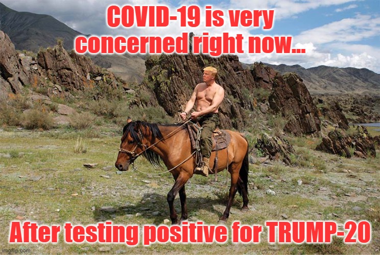 The virus never stood a chance | COVID-19 is very concerned right now... After testing positive for TRUMP-20 | image tagged in covid-19,donald trump,memes,putin,coronavirus | made w/ Imgflip meme maker