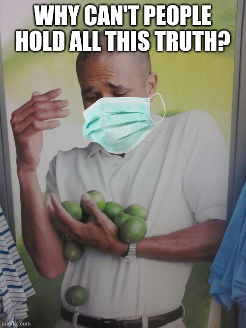 Why Can't I Hold All These Limes Meme | WHY CAN'T PEOPLE HOLD ALL THIS TRUTH? | image tagged in memes,why can't i hold all these limes | made w/ Imgflip meme maker