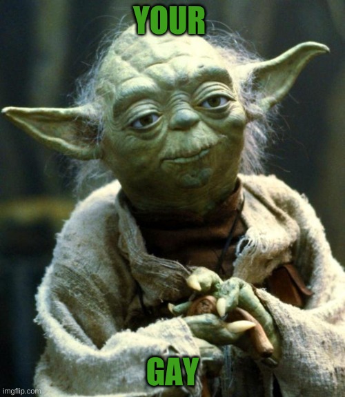 jdngjkrheijkgnrejnyijrehyj | YOUR; GAY | image tagged in memes,star wars yoda | made w/ Imgflip meme maker