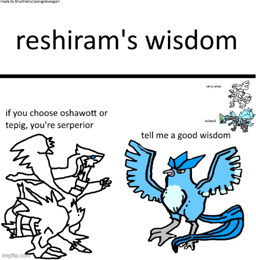 reshiram is very wise | image tagged in memes,unfunny,pokemon,pokemon memes | made w/ Imgflip meme maker