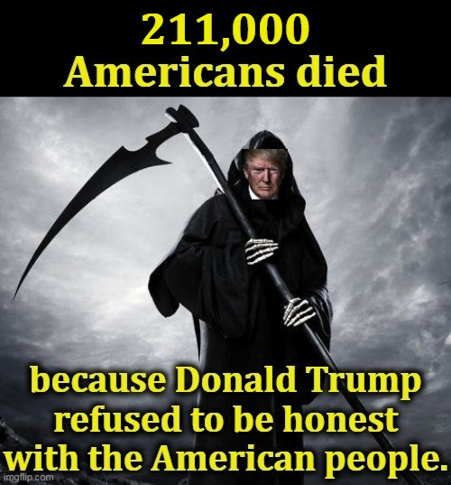 Trump was afraid being hospitalized would make him look weak. It didn't. It made him look crazy. | 211,000 | image tagged in trump,death,murderer | made w/ Imgflip meme maker