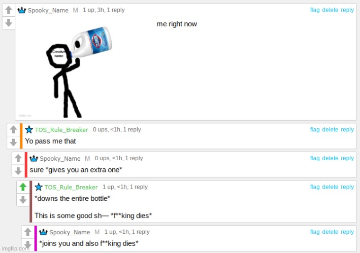 Cursed comments about drinking bleach and dying | made w/ Imgflip meme maker