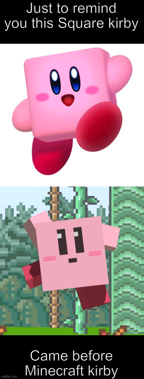 Just to remind you this Square kirby; Came before Minecraft kirby | image tagged in kirby,minecraft,smash bros,memes | made w/ Imgflip meme maker