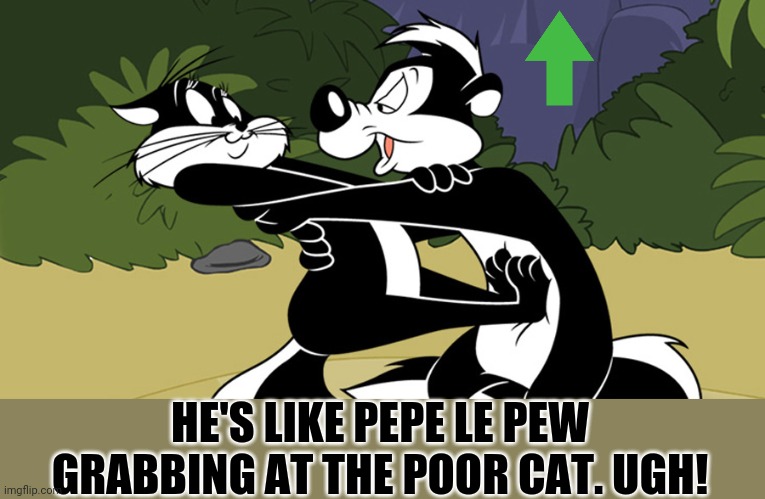 Pepe Le Pew | HE'S LIKE PEPE LE PEW GRABBING AT THE POOR CAT. UGH! | image tagged in pepe le pew | made w/ Imgflip meme maker
