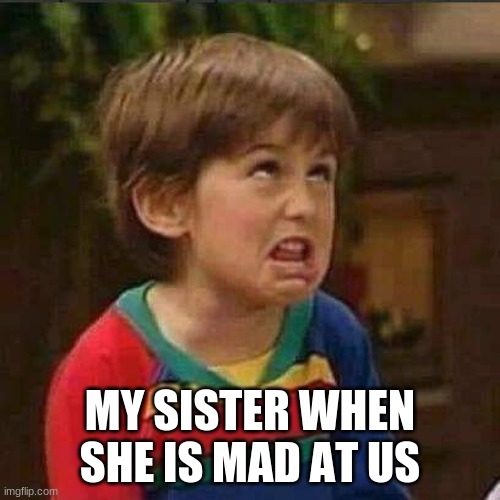  MY SISTER WHEN SHE IS MAD AT US | image tagged in aaron full house | made w/ Imgflip meme maker