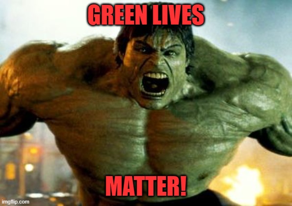 hulk | GREEN LIVES MATTER! | image tagged in hulk | made w/ Imgflip meme maker