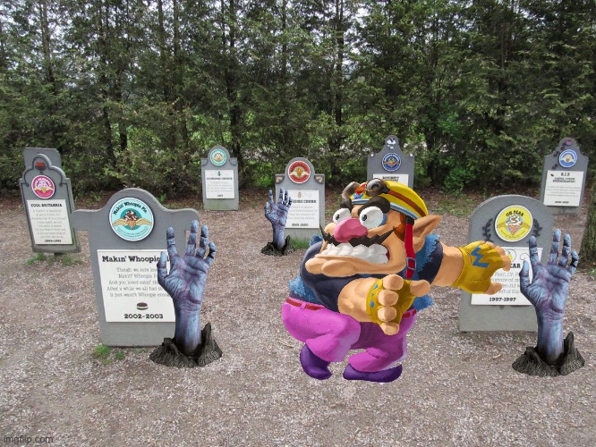 Wario dies from a zombie attack in the Flavor Graveyard.mp3 | image tagged in wario,wario dies,zombie,flavor graveyard,ben and jerrys,memes | made w/ Imgflip meme maker