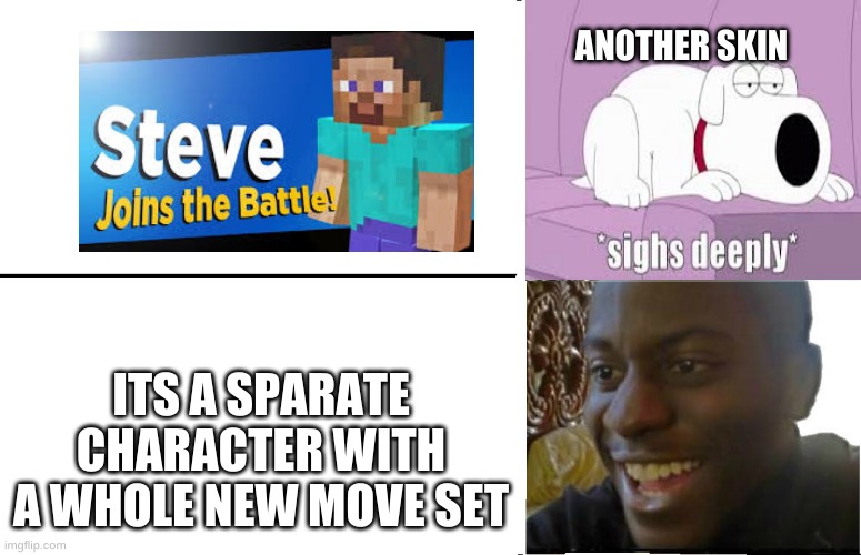 Reverse Dissapointed Black Guy | ANOTHER SKIN; ITS A SPARATE CHARACTER WITH A WHOLE NEW MOVE SET | image tagged in reverse dissapointed black guy | made w/ Imgflip meme maker