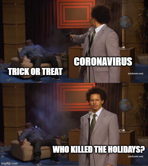Who Killed Hannibal | CORONAVIRUS; TRICK OR TREAT; WHO KILLED THE HOLIDAYS? | image tagged in memes,who killed hannibal | made w/ Imgflip meme maker